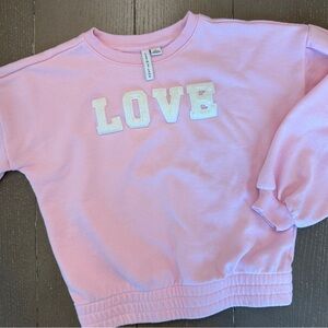 Janie and Jack Girls’ Pink “LOVE” Balloon Sleeve Sweatshirt • Size 12